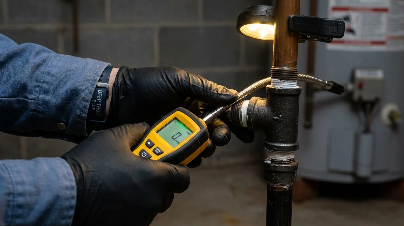 Gas leak detection with electronic sniffer by Johns Plumbing LLC in Shullsburg
